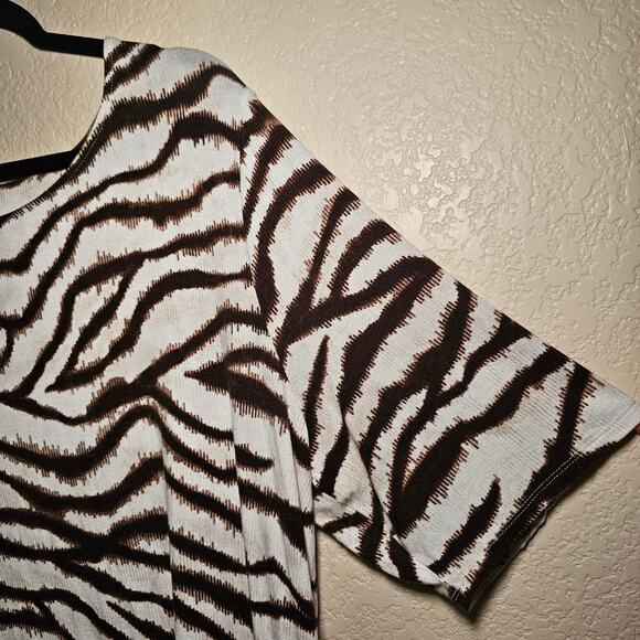 Chicos Large Womens Zebra Bohemian Tie Side Top Boho Chic Animal Print Size 3 - Picture 3 of 11